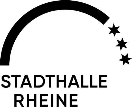 Logo der Stadthalle Rheine mit einer gew&ouml;lbten Linie und drei Sternen darunter.