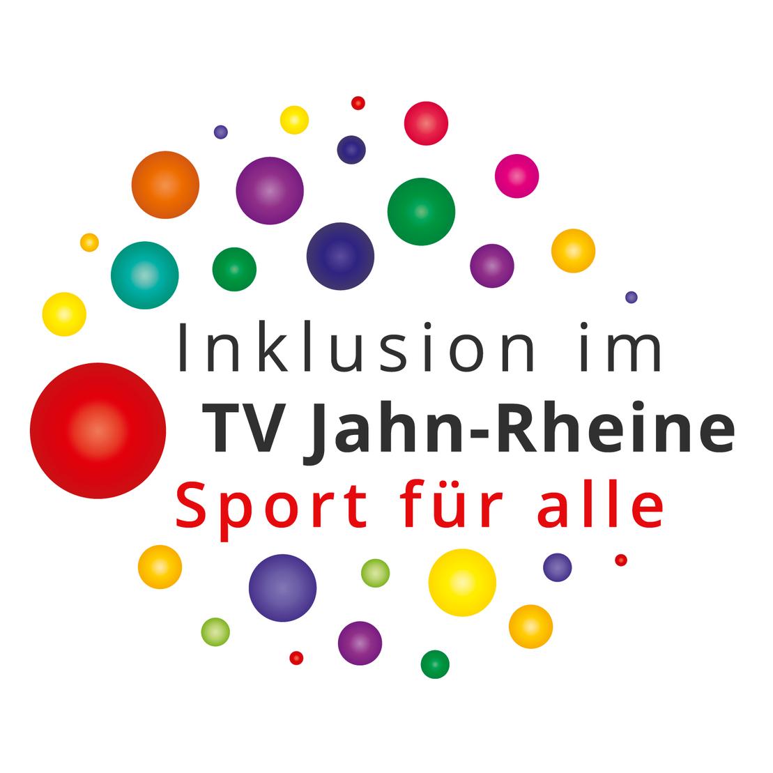 Logo mit bunten Punkten und dem Text: &bdquo;Inklusion im TV Jahn-Rheine &ndash; Sport f&uuml;r alle&ldquo;.