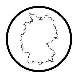 Konturkarte Deutschlands in einem Kreis, umgeben von einer schwarzen Linie.