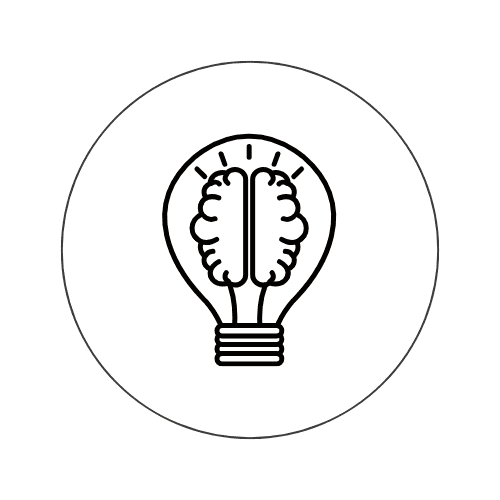 Grafik einer Gl&uuml;hbirne, die anstelle des Gl&uuml;hfadens ein stilisiertes Gehirn zeigt.