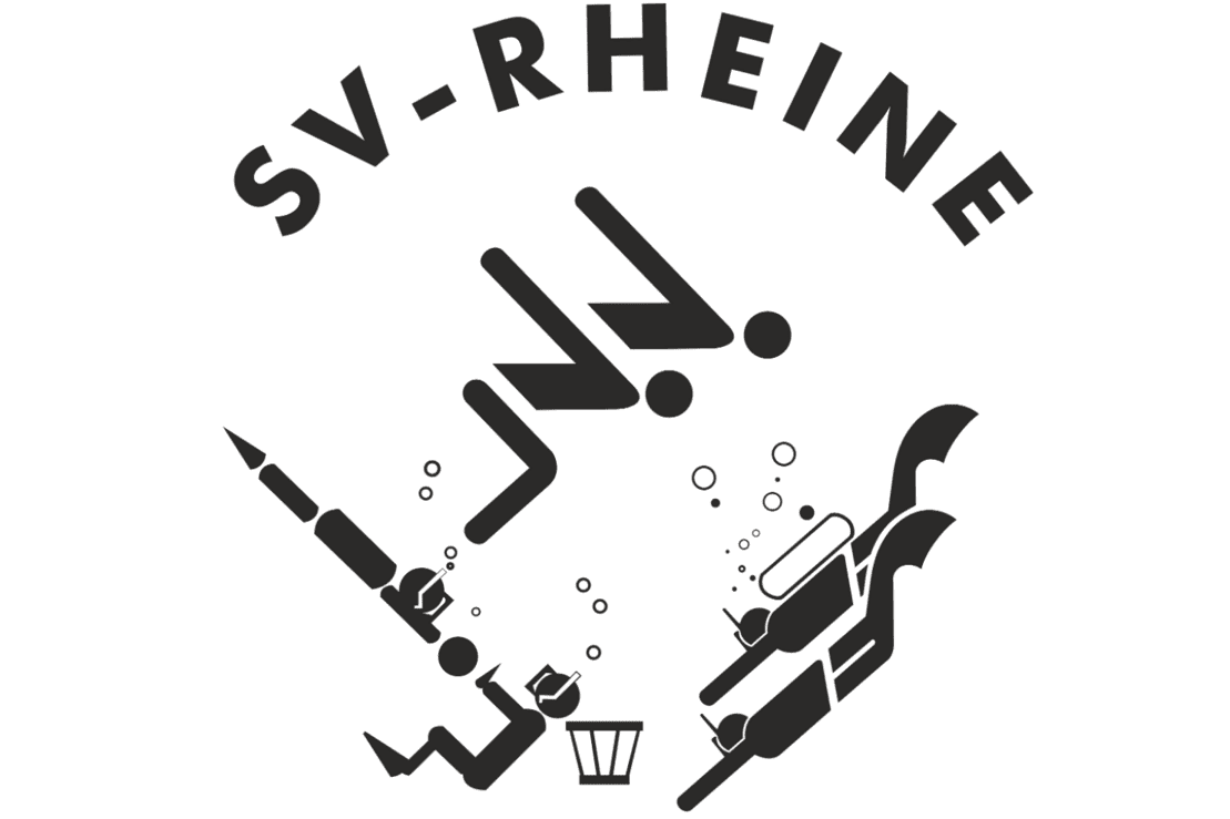 Logo des SV Rheine mit stilisierten Wassersportmotiven und dem Schriftzug "SV-RHEINE".